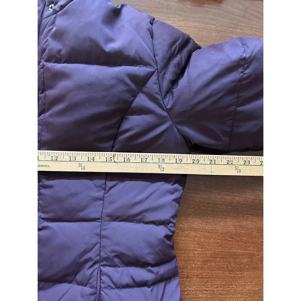 Garnet Hill Quilted Puffer Coat Burgundy Full Zip Stand Collar Women's Size 8 - Picture 6 of 8